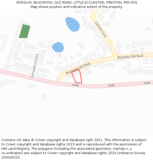 ROSSLYN, BLACKPOOL OLD ROAD, LITTLE ECCLESTON, PRESTON, PR3 0YQ: Location map and indicative extent of plot