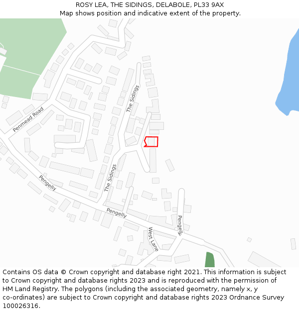 ROSY LEA, THE SIDINGS, DELABOLE, PL33 9AX: Location map and indicative extent of plot