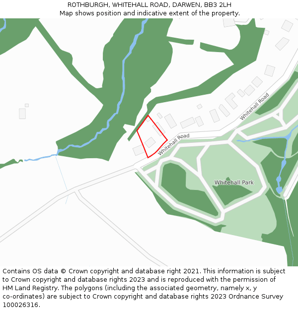 ROTHBURGH, WHITEHALL ROAD, DARWEN, BB3 2LH: Location map and indicative extent of plot