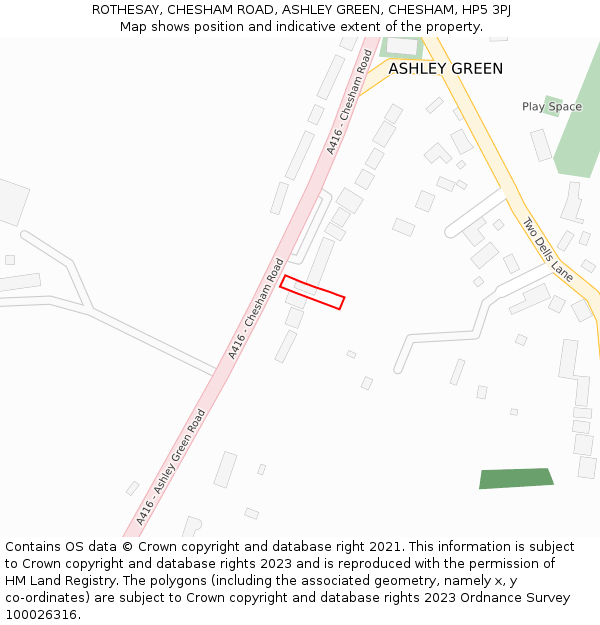 ROTHESAY, CHESHAM ROAD, ASHLEY GREEN, CHESHAM, HP5 3PJ: Location map and indicative extent of plot