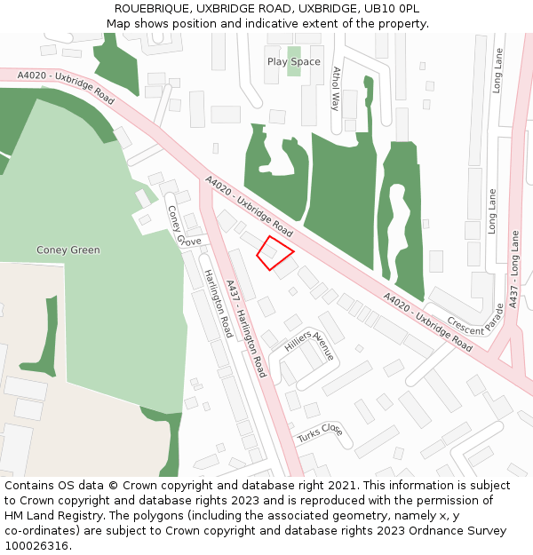 ROUEBRIQUE, UXBRIDGE ROAD, UXBRIDGE, UB10 0PL: Location map and indicative extent of plot