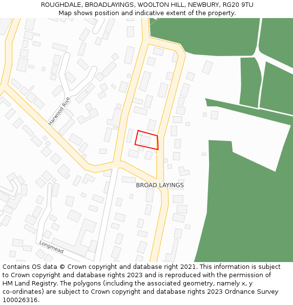 ROUGHDALE, BROADLAYINGS, WOOLTON HILL, NEWBURY, RG20 9TU: Location map and indicative extent of plot