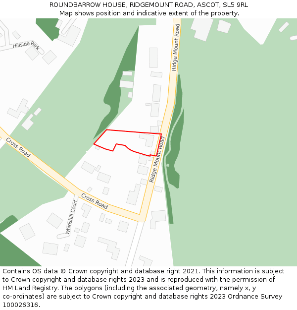 ROUNDBARROW HOUSE, RIDGEMOUNT ROAD, ASCOT, SL5 9RL: Location map and indicative extent of plot