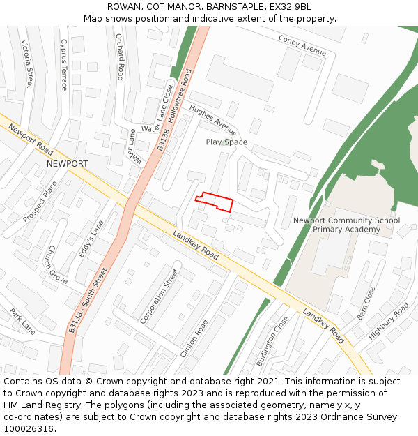 ROWAN, COT MANOR, BARNSTAPLE, EX32 9BL: Location map and indicative extent of plot