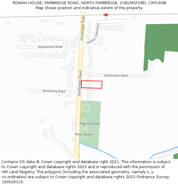 ROWAN HOUSE, FAMBRIDGE ROAD, NORTH FAMBRIDGE, CHELMSFORD, CM3 6NB: Location map and indicative extent of plot