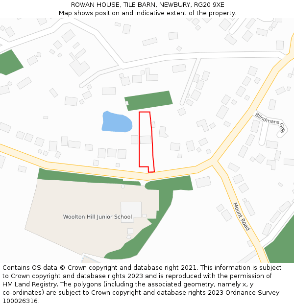 ROWAN HOUSE, TILE BARN, NEWBURY, RG20 9XE: Location map and indicative extent of plot