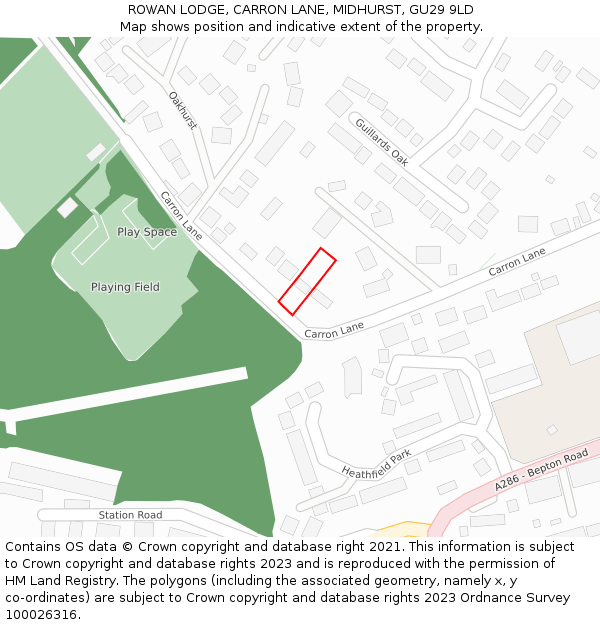 ROWAN LODGE, CARRON LANE, MIDHURST, GU29 9LD: Location map and indicative extent of plot