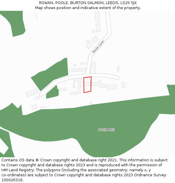 ROWAN, POOLE, BURTON SALMON, LEEDS, LS25 5JX: Location map and indicative extent of plot