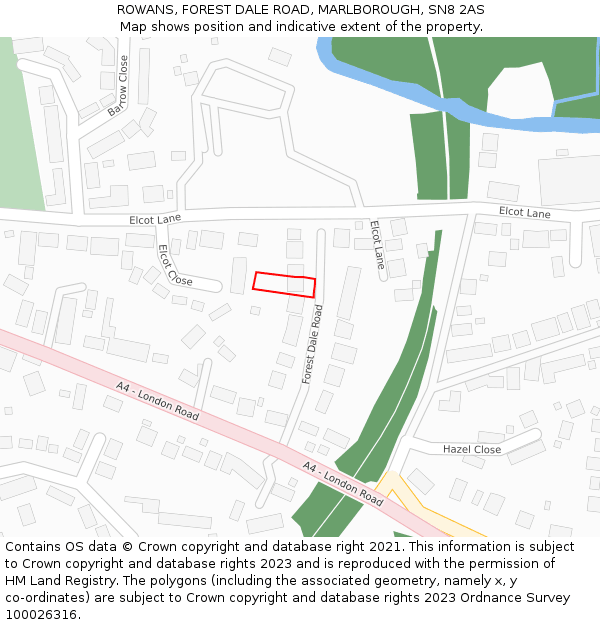 ROWANS, FOREST DALE ROAD, MARLBOROUGH, SN8 2AS: Location map and indicative extent of plot