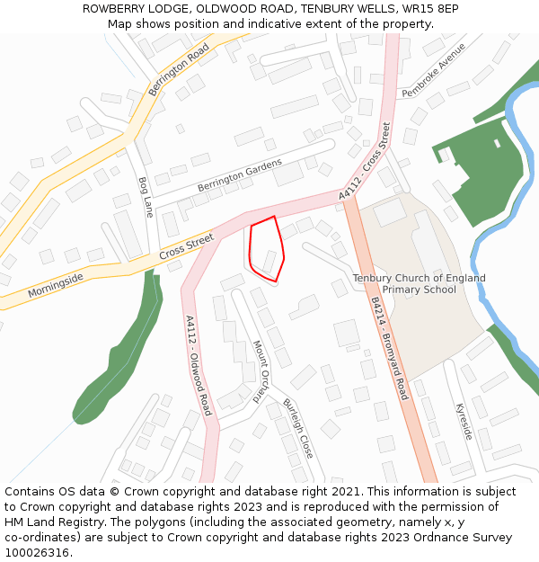 ROWBERRY LODGE, OLDWOOD ROAD, TENBURY WELLS, WR15 8EP: Location map and indicative extent of plot