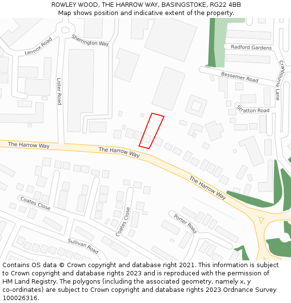 ROWLEY WOOD, THE HARROW WAY, BASINGSTOKE, RG22 4BB: Location map and indicative extent of plot