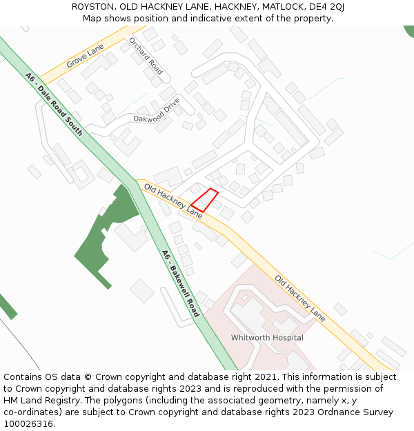 ROYSTON, OLD HACKNEY LANE, HACKNEY, MATLOCK, DE4 2QJ: Location map and indicative extent of plot