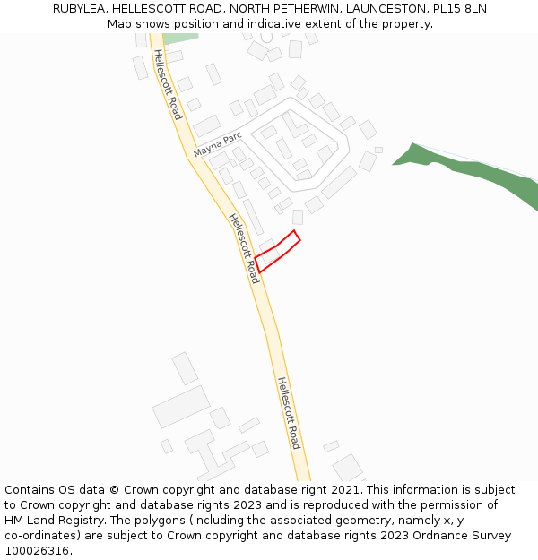 RUBYLEA, HELLESCOTT ROAD, NORTH PETHERWIN, LAUNCESTON, PL15 8LN: Location map and indicative extent of plot