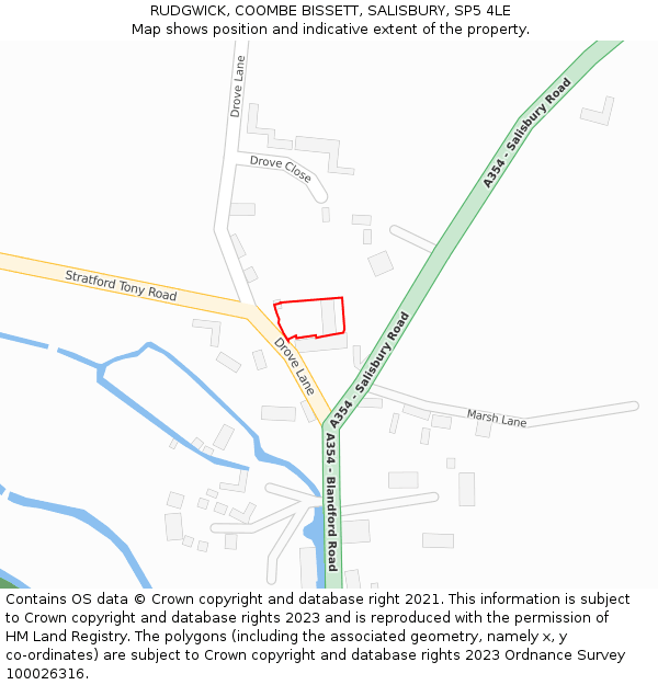 RUDGWICK, COOMBE BISSETT, SALISBURY, SP5 4LE: Location map and indicative extent of plot