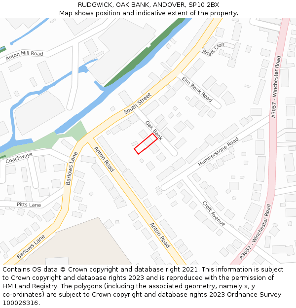 RUDGWICK, OAK BANK, ANDOVER, SP10 2BX: Location map and indicative extent of plot