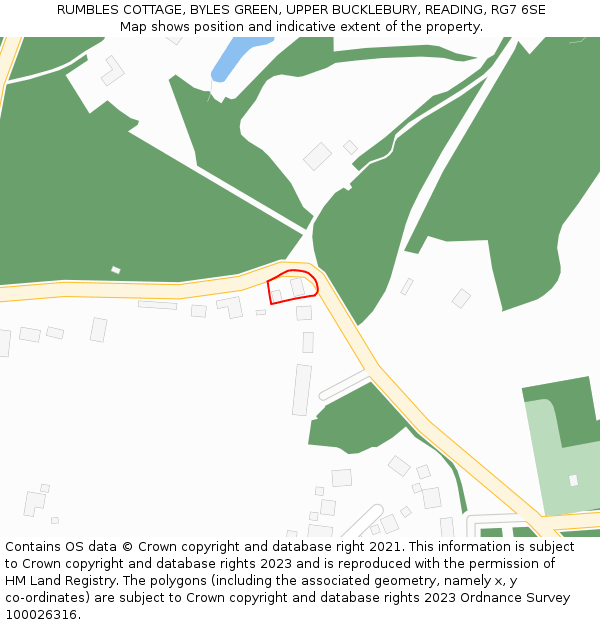 RUMBLES COTTAGE, BYLES GREEN, UPPER BUCKLEBURY, READING, RG7 6SE: Location map and indicative extent of plot