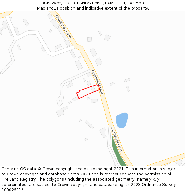 RUNAWAY, COURTLANDS LANE, EXMOUTH, EX8 5AB: Location map and indicative extent of plot