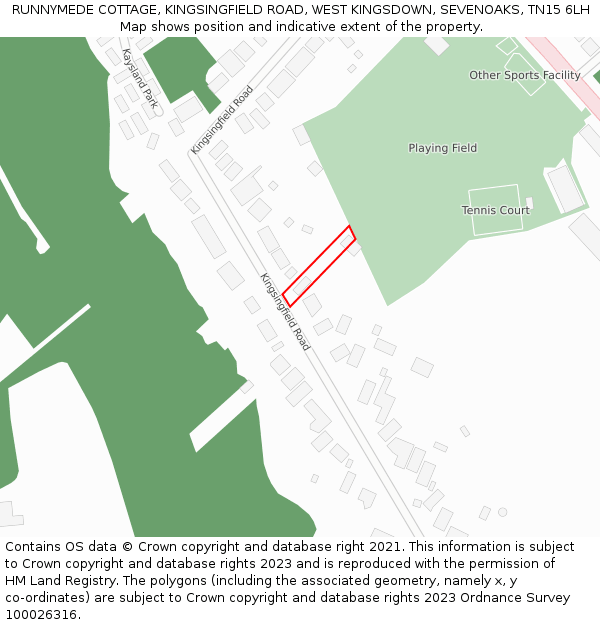 RUNNYMEDE COTTAGE, KINGSINGFIELD ROAD, WEST KINGSDOWN, SEVENOAKS, TN15 6LH: Location map and indicative extent of plot