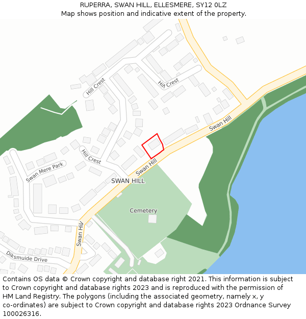 RUPERRA, SWAN HILL, ELLESMERE, SY12 0LZ: Location map and indicative extent of plot