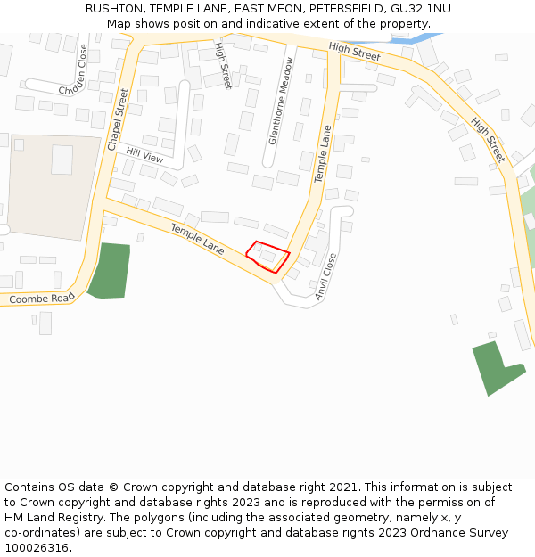 RUSHTON, TEMPLE LANE, EAST MEON, PETERSFIELD, GU32 1NU: Location map and indicative extent of plot