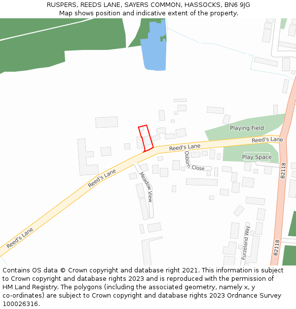 RUSPERS, REEDS LANE, SAYERS COMMON, HASSOCKS, BN6 9JG: Location map and indicative extent of plot
