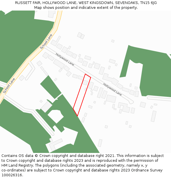 RUSSETT FAIR, HOLLYWOOD LANE, WEST KINGSDOWN, SEVENOAKS, TN15 6JG: Location map and indicative extent of plot