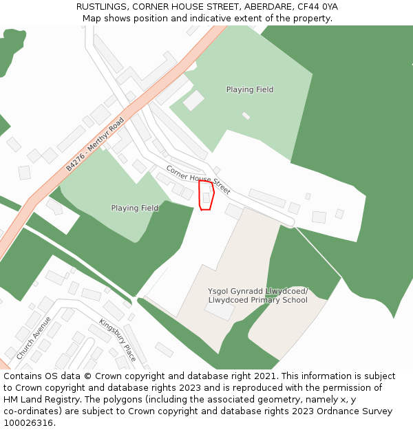 RUSTLINGS, CORNER HOUSE STREET, ABERDARE, CF44 0YA: Location map and indicative extent of plot