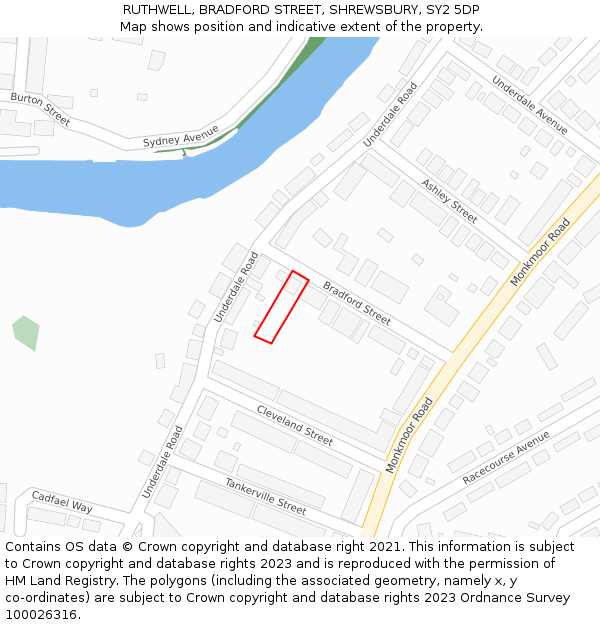 RUTHWELL, BRADFORD STREET, SHREWSBURY, SY2 5DP: Location map and indicative extent of plot