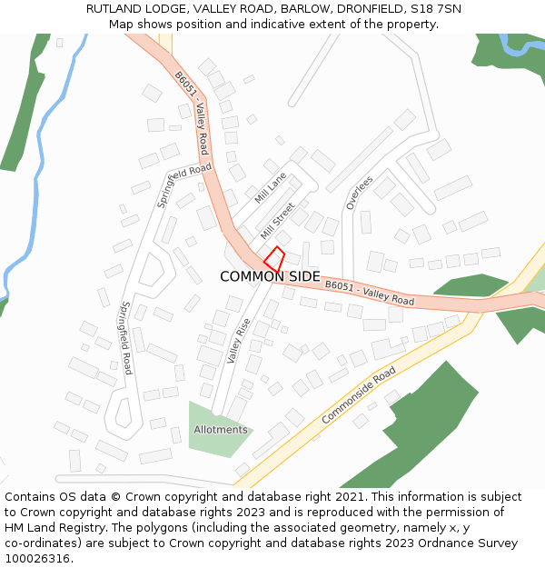 RUTLAND LODGE, VALLEY ROAD, BARLOW, DRONFIELD, S18 7SN: Location map and indicative extent of plot