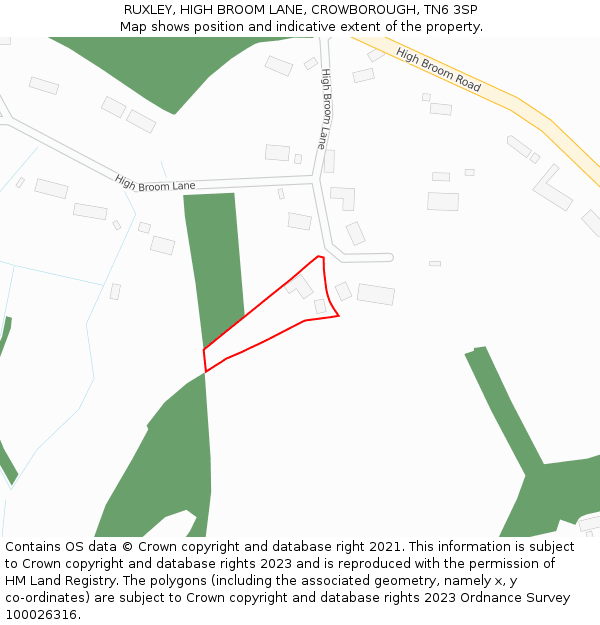 RUXLEY, HIGH BROOM LANE, CROWBOROUGH, TN6 3SP: Location map and indicative extent of plot