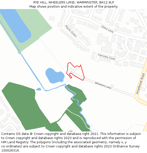 RYE HILL, WHEELERS LANE, WARMINSTER, BA12 9LP: Location map and indicative extent of plot