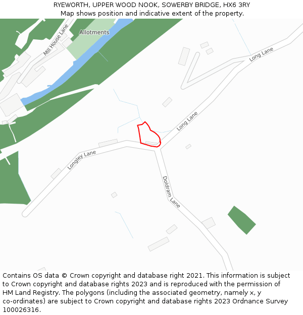 RYEWORTH, UPPER WOOD NOOK, SOWERBY BRIDGE, HX6 3RY: Location map and indicative extent of plot