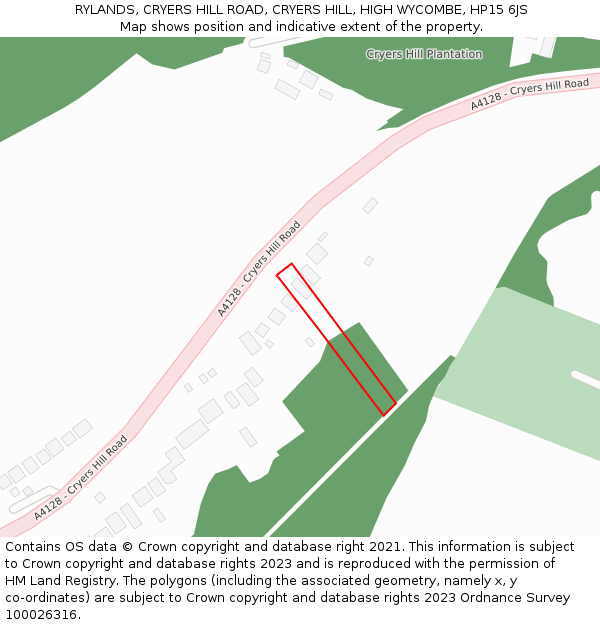 RYLANDS, CRYERS HILL ROAD, CRYERS HILL, HIGH WYCOMBE, HP15 6JS: Location map and indicative extent of plot