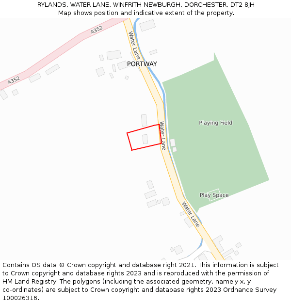 RYLANDS, WATER LANE, WINFRITH NEWBURGH, DORCHESTER, DT2 8JH: Location map and indicative extent of plot