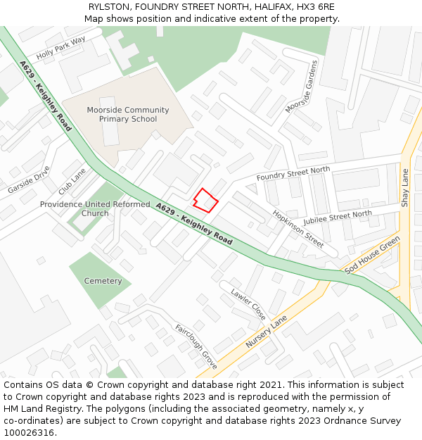 RYLSTON, FOUNDRY STREET NORTH, HALIFAX, HX3 6RE: Location map and indicative extent of plot
