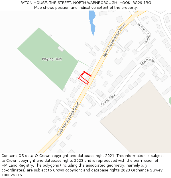 RYTON HOUSE, THE STREET, NORTH WARNBOROUGH, HOOK, RG29 1BG: Location map and indicative extent of plot