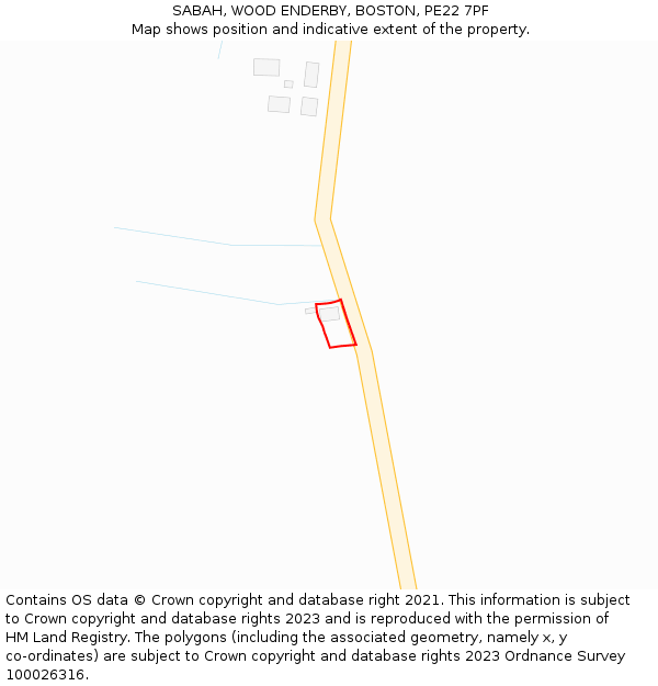 SABAH, WOOD ENDERBY, BOSTON, PE22 7PF: Location map and indicative extent of plot