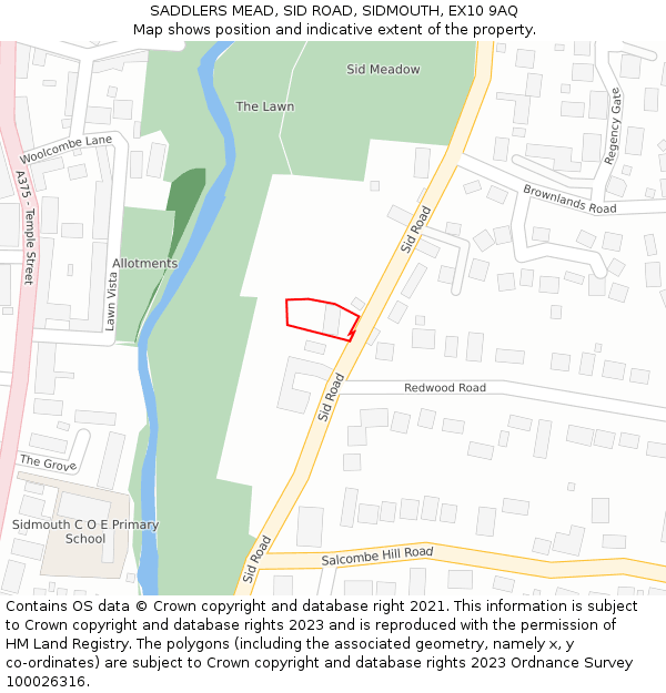 SADDLERS MEAD, SID ROAD, SIDMOUTH, EX10 9AQ: Location map and indicative extent of plot