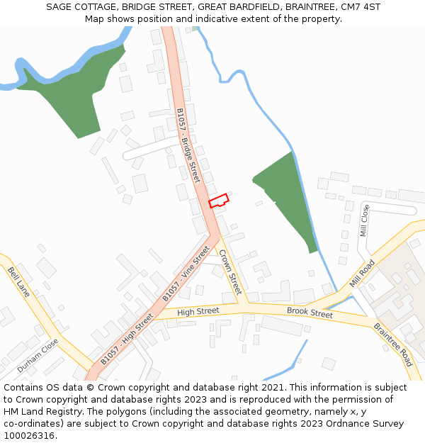 SAGE COTTAGE, BRIDGE STREET, GREAT BARDFIELD, BRAINTREE, CM7 4ST: Location map and indicative extent of plot