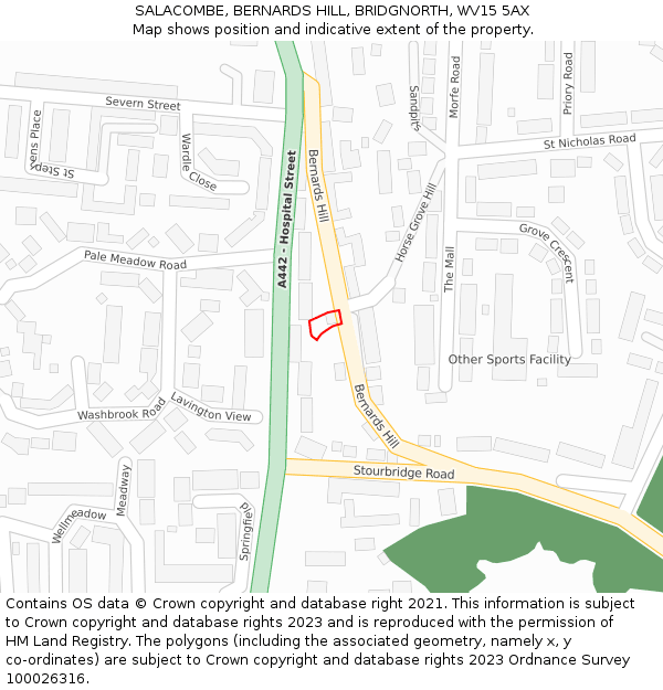 SALACOMBE, BERNARDS HILL, BRIDGNORTH, WV15 5AX: Location map and indicative extent of plot