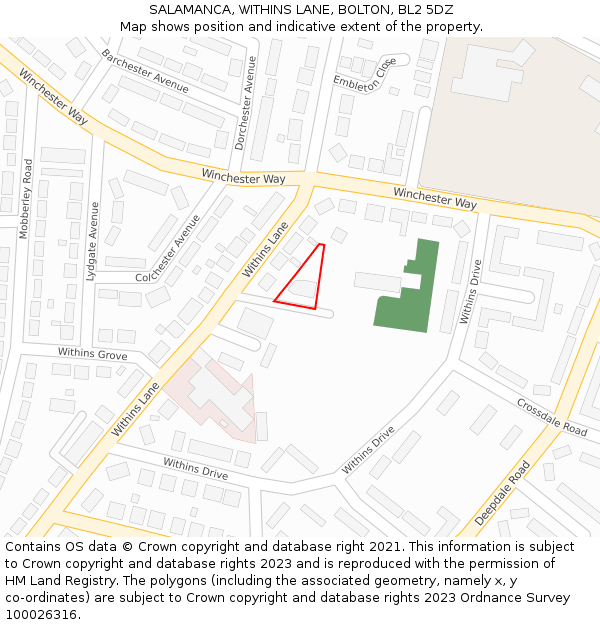SALAMANCA, WITHINS LANE, BOLTON, BL2 5DZ: Location map and indicative extent of plot
