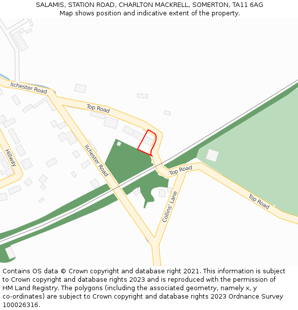 SALAMIS, STATION ROAD, CHARLTON MACKRELL, SOMERTON, TA11 6AG: Location map and indicative extent of plot
