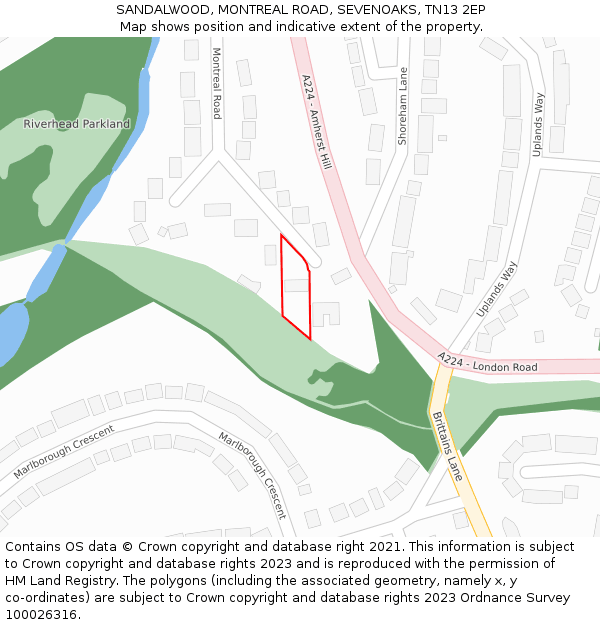 SANDALWOOD, MONTREAL ROAD, SEVENOAKS, TN13 2EP: Location map and indicative extent of plot