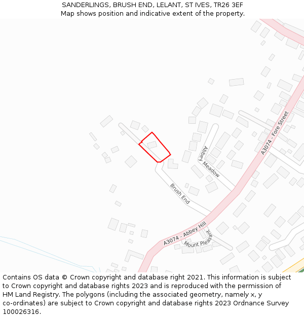 SANDERLINGS, BRUSH END, LELANT, ST IVES, TR26 3EF: Location map and indicative extent of plot