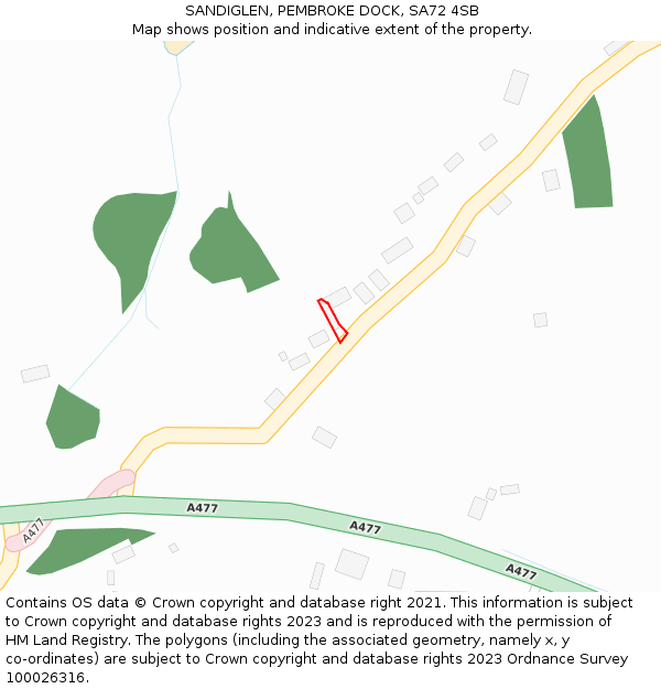 SANDIGLEN, PEMBROKE DOCK, SA72 4SB: Location map and indicative extent of plot