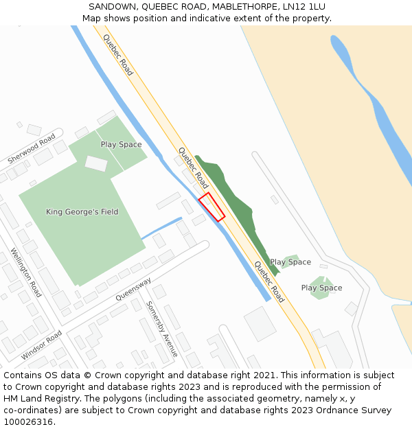 SANDOWN, QUEBEC ROAD, MABLETHORPE, LN12 1LU: Location map and indicative extent of plot