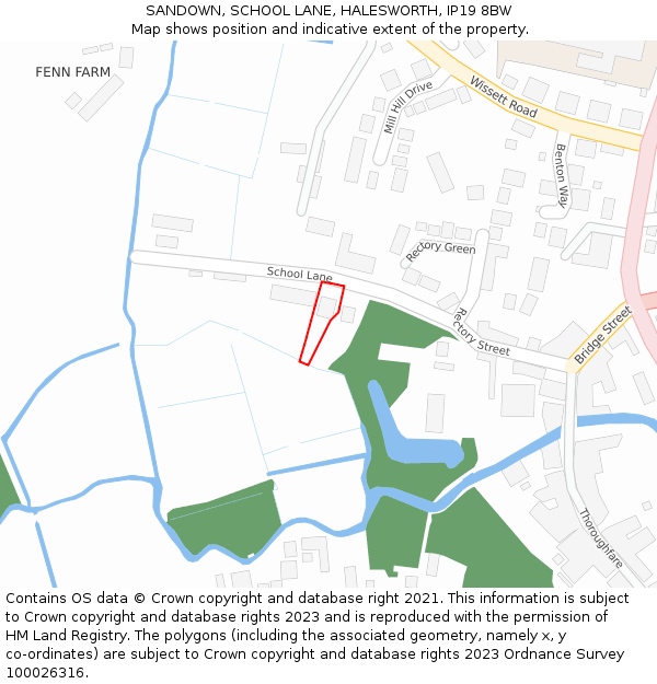 SANDOWN, SCHOOL LANE, HALESWORTH, IP19 8BW: Location map and indicative extent of plot