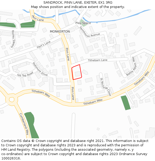 SANDROCK, PINN LANE, EXETER, EX1 3RG: Location map and indicative extent of plot