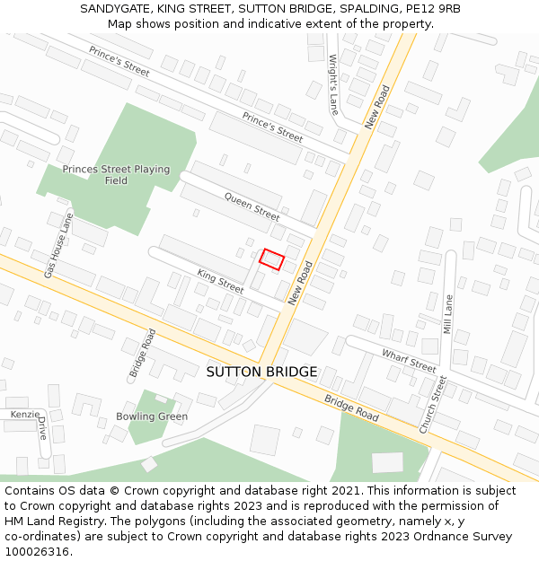 SANDYGATE, KING STREET, SUTTON BRIDGE, SPALDING, PE12 9RB: Location map and indicative extent of plot