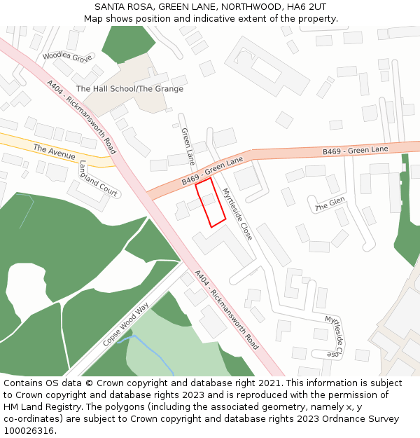 SANTA ROSA, GREEN LANE, NORTHWOOD, HA6 2UT: Location map and indicative extent of plot